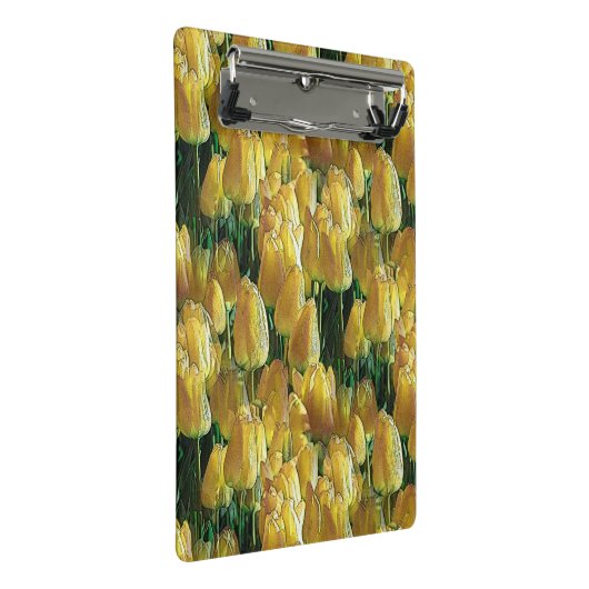 Gelbe Tulips Mini Klemmbrett (Schrägansicht)