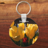 Gelbe Tulips & Name Schlüsselanhänger (Vorderseite)