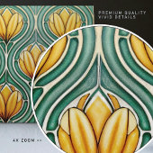 Gelbe Tulips Symmetrisches Muster Art Nouveau Fliese