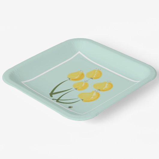Gelbe Tulips und weiche Papierplatte Pappteller (Gewinkelt)