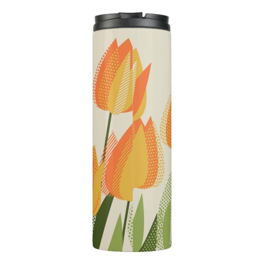 Gelbe Tulpe-Blume Thermosbecher (Rückseite)