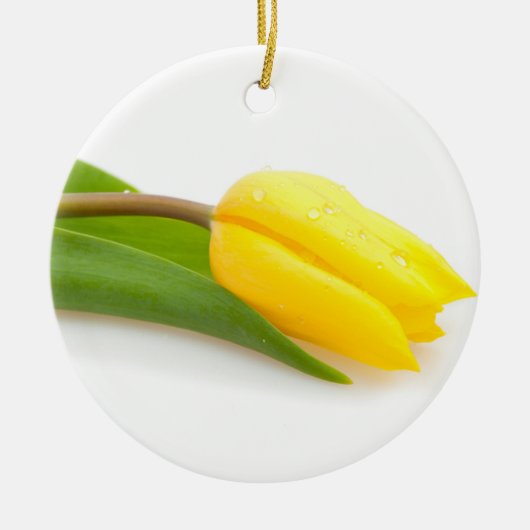 Gelbe Tulpe Keramik Ornament (Vorne)