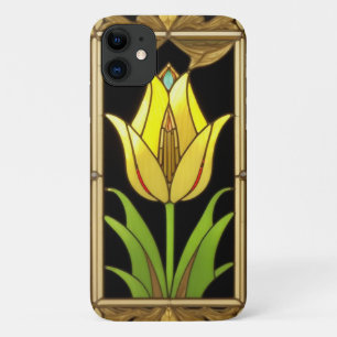 Gelbe Tulpe mit dekorativem Rahmen Case-Mate iPhone Hülle