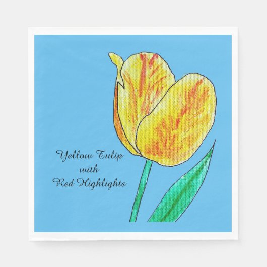 Gelbe Tulpe rote Highlights Serviette (Vorderseite)