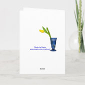 Gelbe Tulpe zum Geburtstag aus blauem Glas Karte (Rückseite)