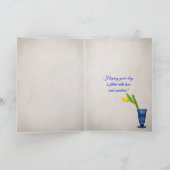 Gelbe Tulpe zum Geburtstag aus blauem Glas Karte (Innenseite)