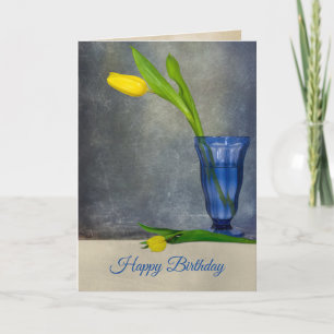 gelbe Tulpe zum Geburtstag in Sundaeglas Karte