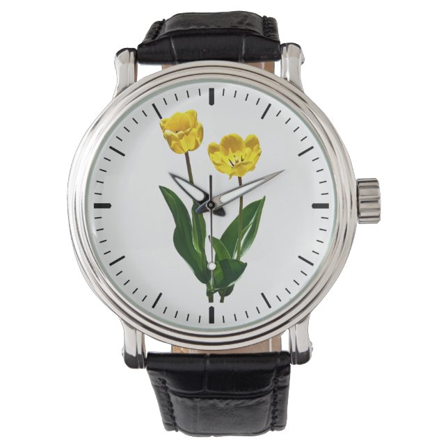 Gelbe Tulpen Armbanduhr (Vorderseite)