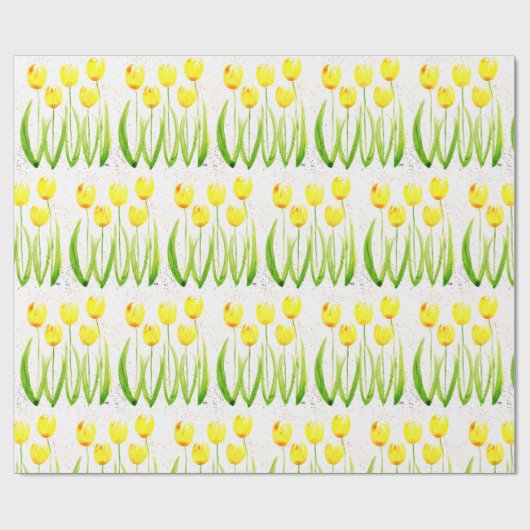 Gelbe Tulpen Blume Aquarell Vintag Geschenkpapier (Flach)