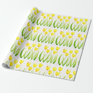 Gelbe Tulpen Blumen Aquarell Vintage Geschenkpapier