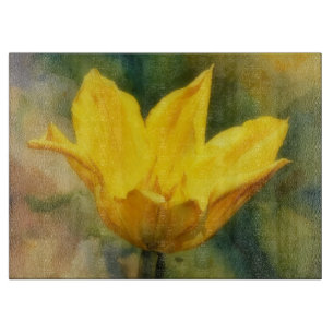 Gelbe Tulpen-Blumen-Kunst-Glas-Schneidbrett Schneidebrett