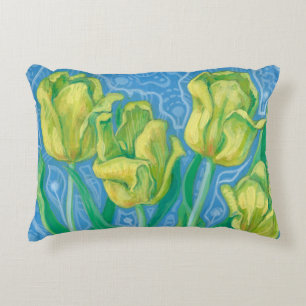 Gelbe Tulpen, Frühlingsblumen Blumenbemalung Dekokissen
