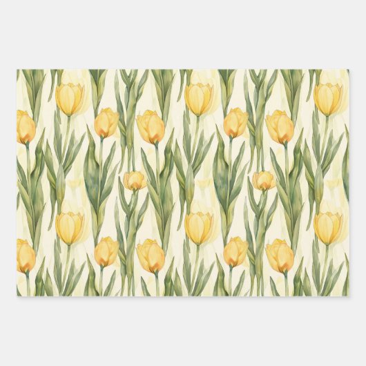 Gelbe Tulpen im Aquarellstil Umfassender Druck Geschenkpapier Set (Vorderseite 3)