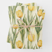 Gelbe Tulpen im Aquarellstil Umfassender Druck Geschenkpapier Set (Beispiel)
