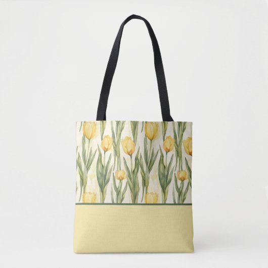 Gelbe Tulpen im Wasserfarbstil, Farbblock Tasche (Vorderseite)