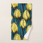 Gelbe Tulpen mit blauen Blätter Badhandtuch Set (Handtuch)