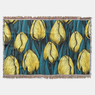 Gelbe Tulpen mit blauen Blätter Decke
