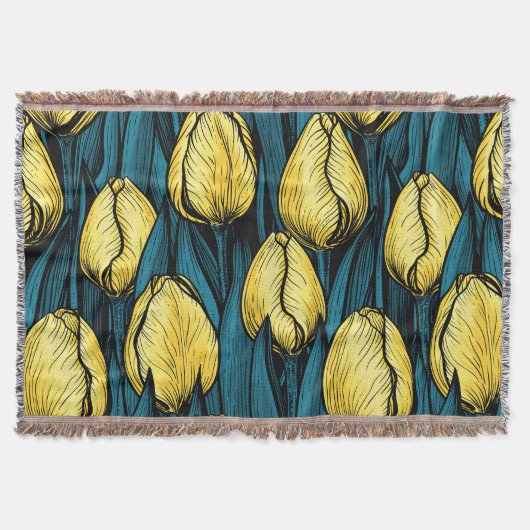 Gelbe Tulpen mit blauen Blätter Decke (Vorderseite)