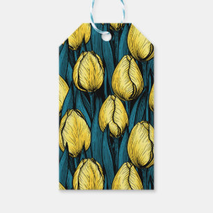Gelbe Tulpen mit blauen Blätter Geschenkanhänger