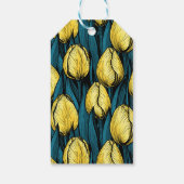 Gelbe Tulpen mit blauen Blätter Geschenkanhänger (Rückseite)