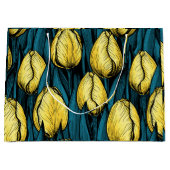Gelbe Tulpen mit blauen Blätter Große Geschenktüte (Vorderseite)