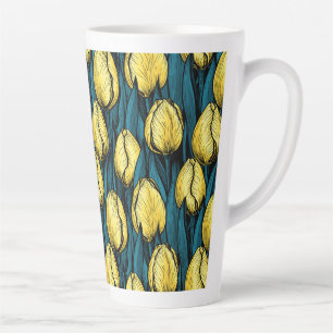 Gelbe Tulpen mit blauen Blätter Milchtasse