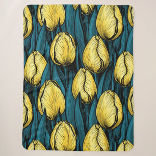 Gelbe Tulpen mit blauen Blätter Sherpadecke