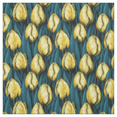 Gelbe Tulpen mit blauen Blätter Stoff (Muster)