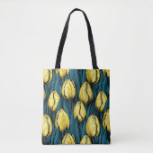 Gelbe Tulpen mit blauen Blätter Tasche (Vorderseite)