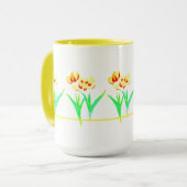 Gelbe Tulpen mit Text, große Tasse (Vorderseite Links)