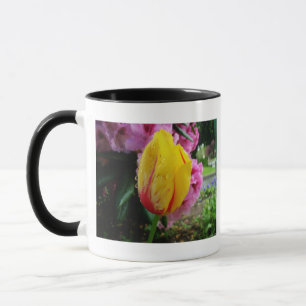Gelbe Tulpen, Regentropfen Tasse