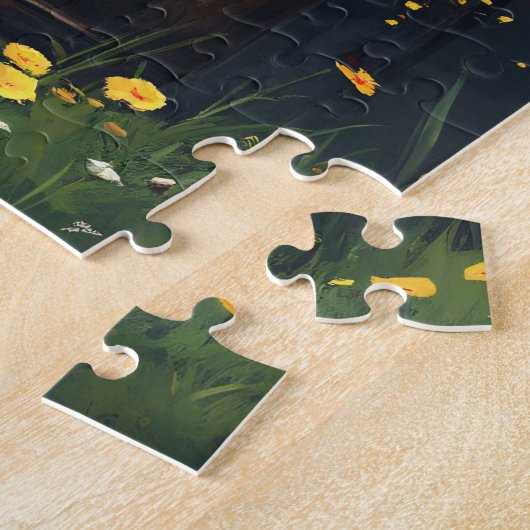 Gelbe Tulpen Rustikale Kanister Art Puzzle (Seite)