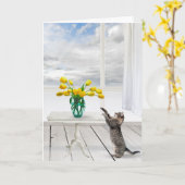 Gelbe Tulpen und Katzen zum Geburtstag Karte (Gelbe Blume)