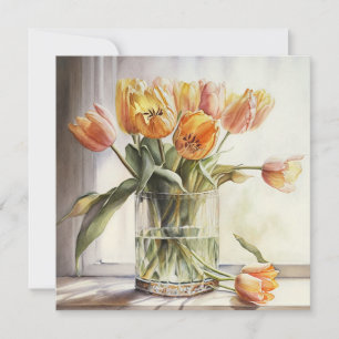 Gelbe Tulpen Wasserfarbe Karte
