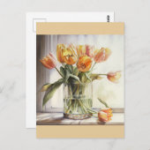 Gelbe Tulpen Wasserfarbe Postkarte (Vorne/Hinten)