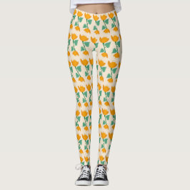 Gelbe Tulpenblumenmuster Leggings