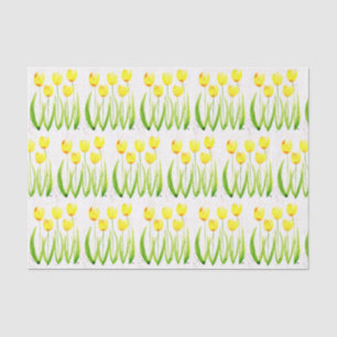Gelbe Tulpien Blumen Wasserfarben Vintage Seidenpapier