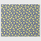 Gelbe Tupfen auf blauem Geschenkpapier (Flach)
