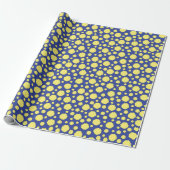 Gelbe Tupfen auf blauem Geschenkpapier (Ungerollt)