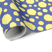 Gelbe Tupfen auf blauem Geschenkpapier (Rolleneckpunkt)