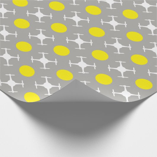 Gelbe Tupfen und Drohne Geschenkpapier (Ecke)