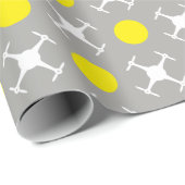 Gelbe Tupfen und Drohne Geschenkpapier (Rolleneckpunkt)