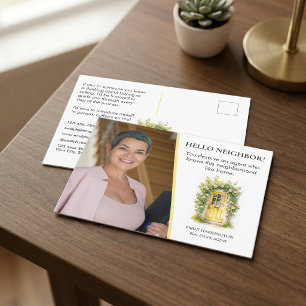 Gelbe Tür Aquarell Hallo Immobilienmakler Postkarte