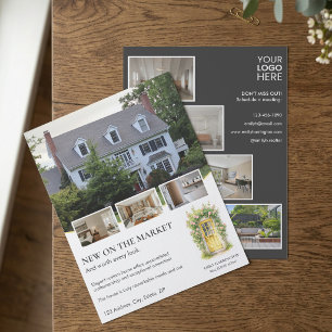 Gelbe Tür Aquarell-Immobilienmakler-Angebot Flyer