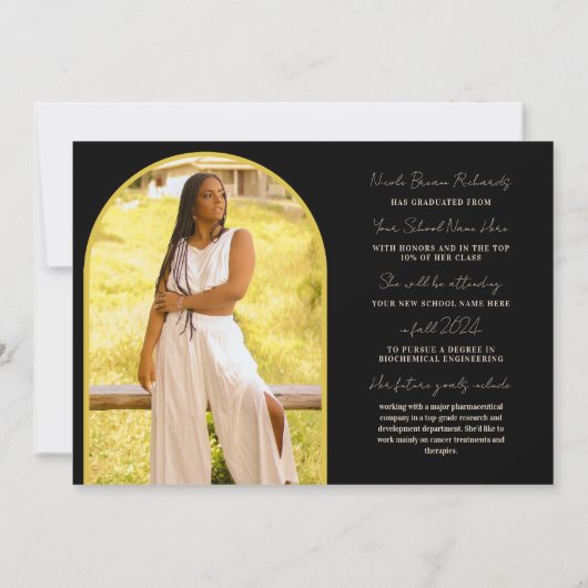 Gelbe Typografie Foto Abschluss Ankündigung (Rückseite)