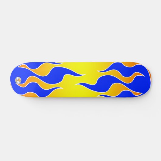 Gelbe u. blaue Flammen-Brett Skateboard (Horizontal)