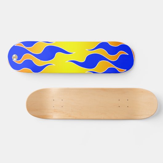 Gelbe u. blaue Flammen-Brett Skateboard (Horizontal)