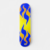 Gelbe u. blaue Flammen-Brett Skateboard (Vorne)
