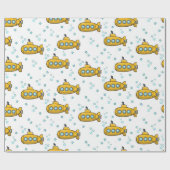 Gelbe U-Boot-Sterne Geschenkpapier (Flach)