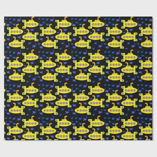 Gelbe U-Boote schwarz Geschenkpapier (Flach)